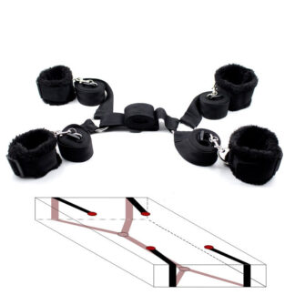 BDSM - Bondage set pod matraci s plyšovými pouty