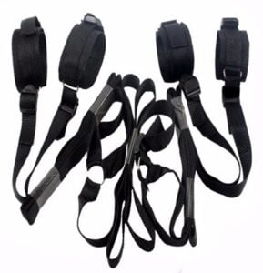 BDSM Bondage set pod matraci s pouty černý