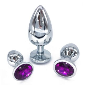 Ocelový anální kolík s kamínkem velikost S tmavě fialovýnbsp| Magic Wand Massager Sexshop