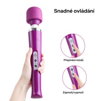 Magic wand massager USB masážní vibrační hlavice fialový