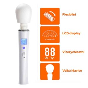 Lesparty Goddess magic wand massager s LCD - bílý