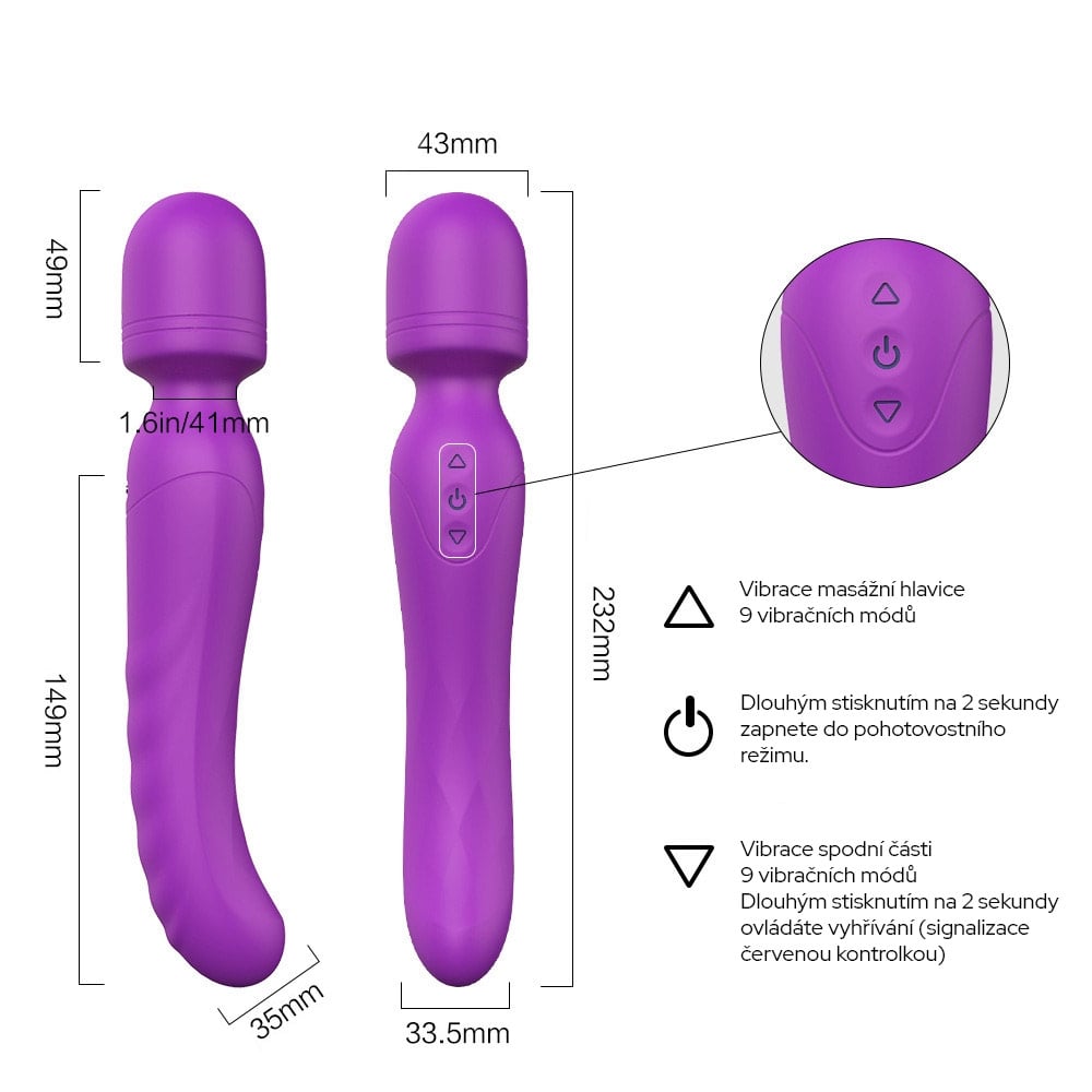 S-Hande - Iris Magic Double Fun- vyhřívaný vibrátor s masážní hlavicí - fialový