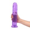 Průhledné gelové dildo s přísavkou fialový