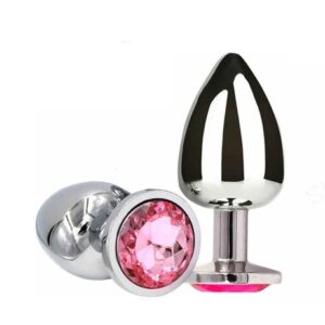 Ocelový anální kolík s kamínkem velikost S růžový