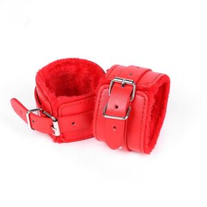 Robustní koženková pouta červená