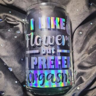 Sklenička - "I like flowers" s holografickým polepem