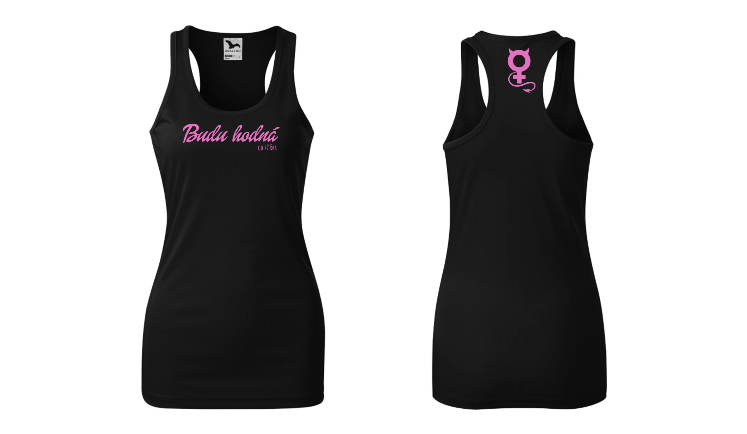 Dámské sportovní tílko Racer – černé – Budu hodná