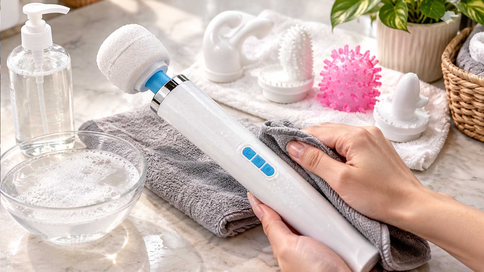 Jak čistit Magic Wand Massager a jeho nástavce